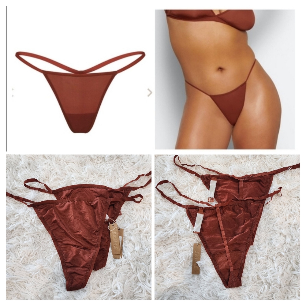 2pcs Skims JELLY SHEER T-STRING Thong/ SAFFRON  3X NWT